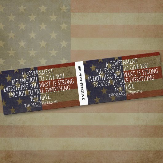 ジェファーソン引用文オンビッグ政府 – BOGO バンパーステッカー