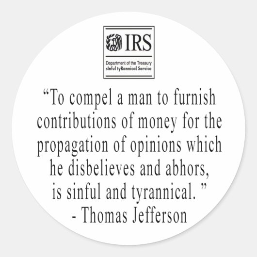 ジェファーソン引用文シール ラウンドシール (正面)