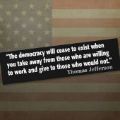 ジェファーソン引用文：民主主義は終わる… バンパーステッカー