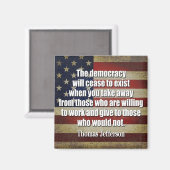 ジェファーソン引用文:民主主義は終わる… マグネット (正面/裏面)