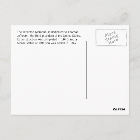 ジェファーソン記念館 ポストカード (裏面)