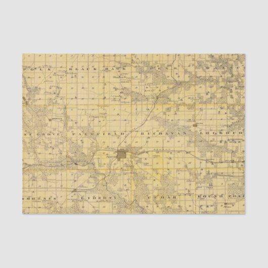 ジェファーソン郡、アイオワ州の地図 薄葉紙 (正面)