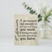 ジェファーソン: 大きすぎる政府に気をつけろ ポストカード (スタンド正面)