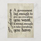 ジェファーソン: 大きすぎる政府に気をつけろ ポストカード (正面)