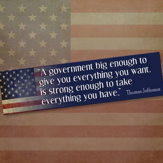 ジェファーソン：大国の政府に用心せよ バンパーステッカー