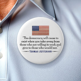ジェファーソン:民主主義は消滅する… 缶バッジ