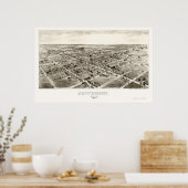 ジェファーソン， OHパノラママップ – 1901 ポスター (キッチン)