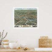 ジェファーソン, WIパノラママップ – 1870 ポスター (キッチン)