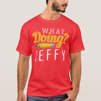 ジェフィー何してるの?ギフト メンズ レディース フレンズ メメ Tシャツ