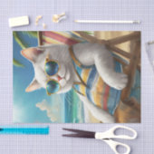 ジェフキックインバックホワイトキャットビーチ椅子 薄葉紙 (クラフト)