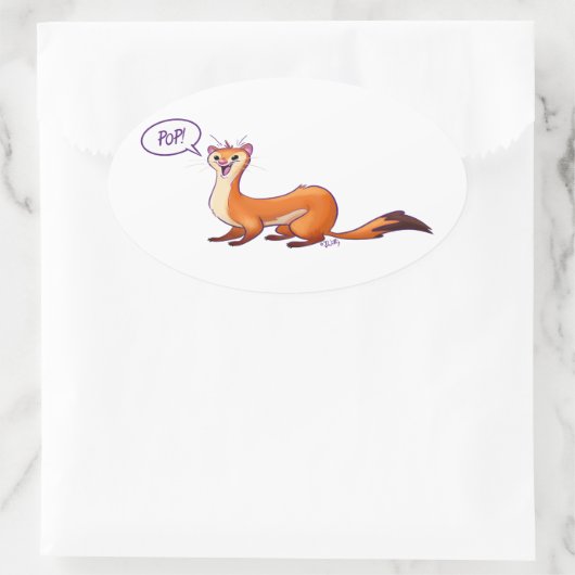 ジェフポップ・アートの・ウィリス・アートによるワイゼル行く 楕円形シール (バッグ)