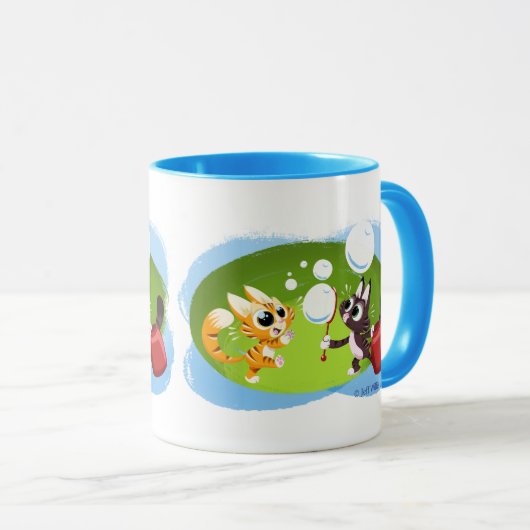 ジェフ吹・ウィリス・アートの『BUBBLES CATS』 マグカップ (正面右)