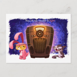 ジェフ・ウィリスによるクリスマス・バニー・キャッツのアート シーズンポストカード