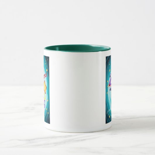 ジェフ・ウィリス・アートによる星へのトナカイの揺れ マグカップ (中央)