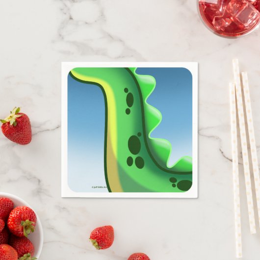 ジェフ・ウィリス・アートによる謎のロングネック恐竜 スタンダードカクテルナプキン (インサイチュ)