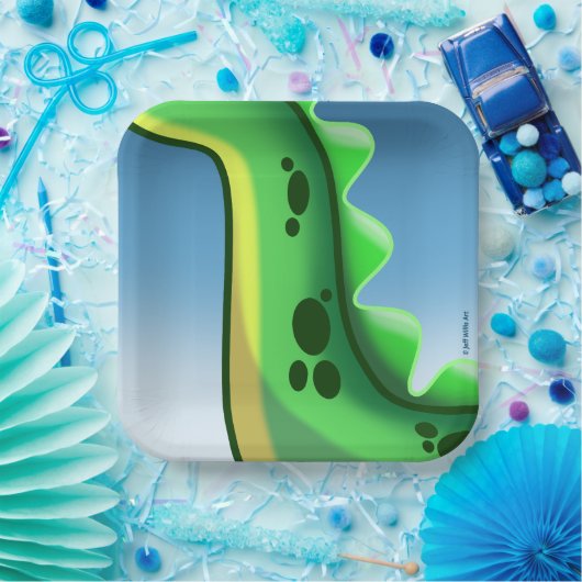 ジェフ・ウィリス・アートによる謎のロングネック恐竜 ペーパープレート (パーティー)