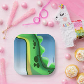 ジェフ・ウィリス・アートによる謎のロングネック恐竜 ペーパープレート (パーティー)