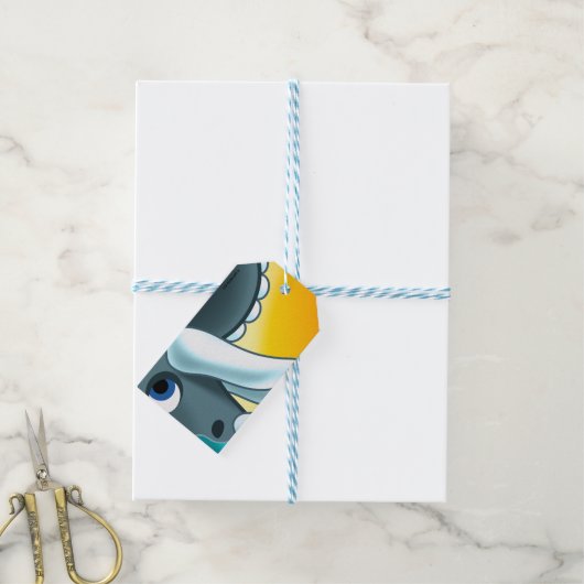 ジェフ・ウィリス・アートによる謎の角化した恐竜 ギフトタグ (より糸付き)