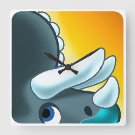 ジェフ・ウィリス・アートによる謎の角化した恐竜 スクエア壁時計