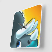 ジェフ・ウィリス・アートによる謎の角化した恐竜 スクエア壁時計 (傾斜)