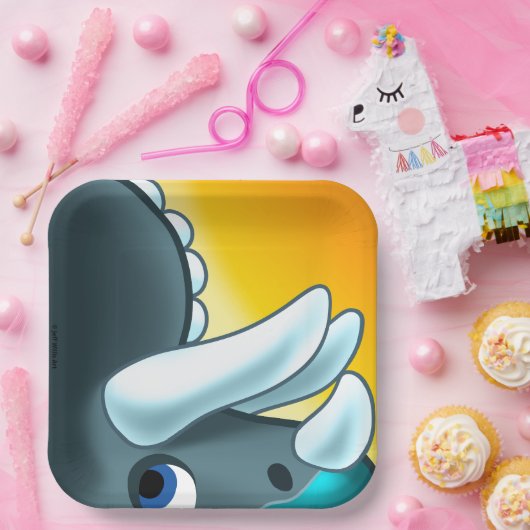 ジェフ・ウィリス・アートによる謎の角化した恐竜 ペーパープレート (パーティー)