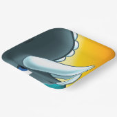 ジェフ・ウィリス・アートによる謎の角化した恐竜 ペーパープレート (傾斜あり)