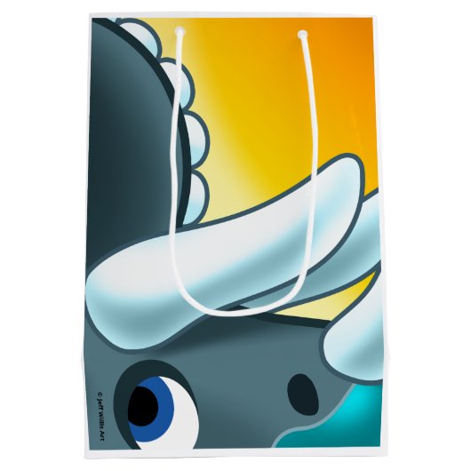 ジェフ・ウィリス・アートによる謎の角化した恐竜 ミディアムペーパーバッグ (裏面)