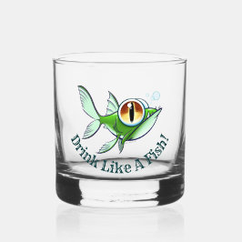 ジェフ・ウィリス・アートによる「魚のように飲む」 ウイスキーグラス