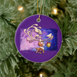 ジェフ・ウィリス・アートの夢の大きなクリスマスのトナカイ セラミックオーナメント