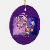 ジェフ・ウィリス・アートの夢の大きなクリスマスのトナカイ セラミックオーナメント (右)