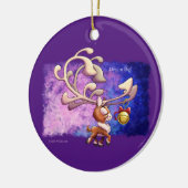 ジェフ・ウィリス・アートの夢の大きなクリスマスのトナカイ セラミックオーナメント (左)