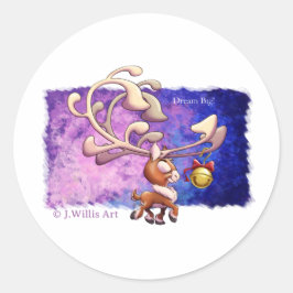 ジェフ・ウィリス・アートの夢の大きなクリスマスのトナカイ ラウンドシール