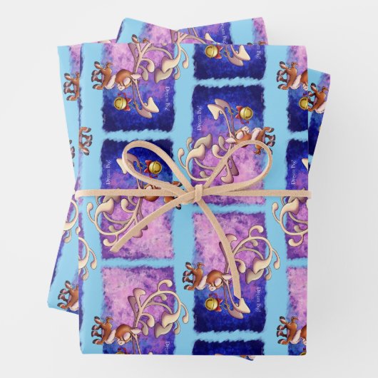 ジェフ・ウィリス・アートの夢の大きなクリスマスのトナカイ ラッピングペーパーシート (インサイチュ)