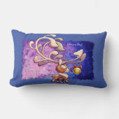 ジェフ・ウィリス・アートの夢の大きなクリスマスのトナカイ ランバークッション (正面)