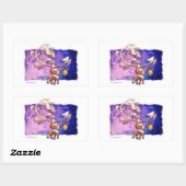 ジェフ・ウィリス・アートの夢の大きなクリスマスのトナカイ 長方形シール (シート)