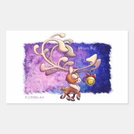 ジェフ・ウィリス・アートの夢の大きなクリスマスのトナカイ 長方形シール