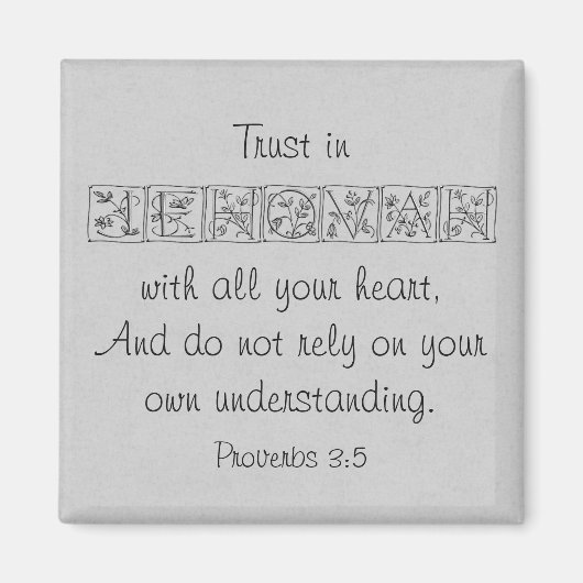 ジェホバに信頼…聖なる書物、 経典磁石～シルバー マグネット (正面)