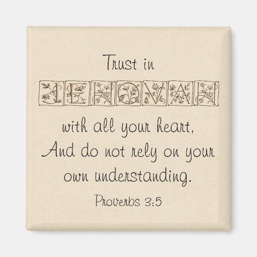 ジェホバに信頼…聖なる書物、 経典磁石~金ゴールド マグネット (正面)