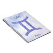 ジェミかわいらしニ星占いサインパパーソナライズされたープル ノートブック (右側)