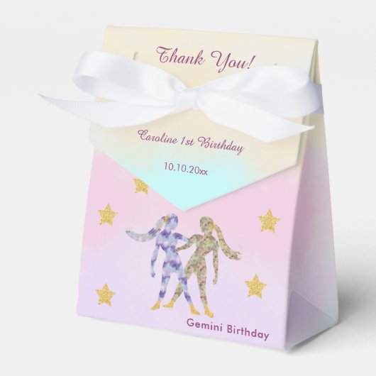 ジェミニの天体ウォーターカラー 1歳の誕生日 フェイバーボックス (正面サイド)