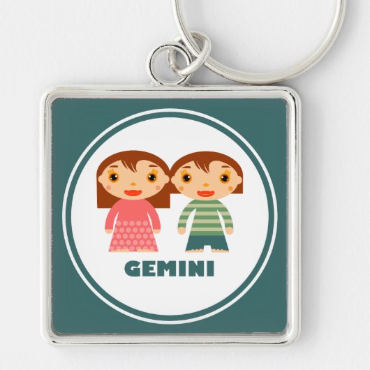 ジェミニは私の〔占星術の〕十二宮図サイン キーホルダー (正面)