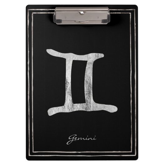 ジェミニは銀を打ち付けた星占いのシンボル クリップボード (正面)