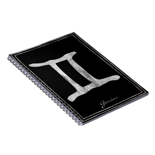 ジェミニは銀を打ち付けた星占いのシンボル ノートブック (右側)