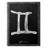 ジェミニは銀を打ち付けた星占いのシンボル ノートブック (正面)