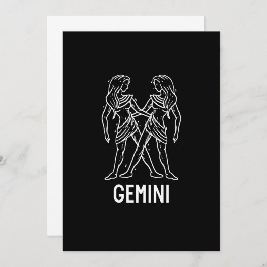 ジェミニアストロロジー誕生日ギフト〔占星術の〕十二宮図シンボルや象徴 招待状 (正面/裏面)