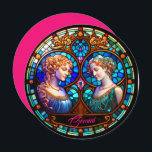 ジェミニアンドパール調和<br><div class="desc">この絵画〔占星術の〕十二宮図の象徴はジェミ素晴らしニのシンボルで、彼らの栄光の中で象徴的な双子を特徴としている。双子は二人の若い女性として描かれ、それぞれに個性とスタイルがある。一方の双子は銀の服を着て、月光のように明るい髪を持ち、もう一方は金ゴールドで飾られ、太陽のように輝く炎のような赤い髪を持つ。</div>