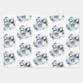 ジェミニウォーターカラーブル〔占星術の〕十二宮図テーマ誕生日パーティー ラッピングペーパーシート