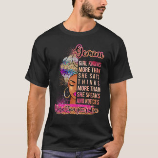 ジェミニガールアフロメラニンクイーン誕生日forブラック tシャツ