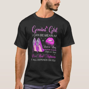 ジェミニガール誕生日ハイヒールドリップリップお尻 Tシャツ