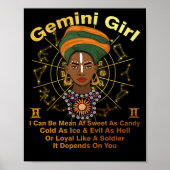 ジェミニクイーンスウィートアズキャンディ誕生日ブラックウィメンズ ポスター (正面)